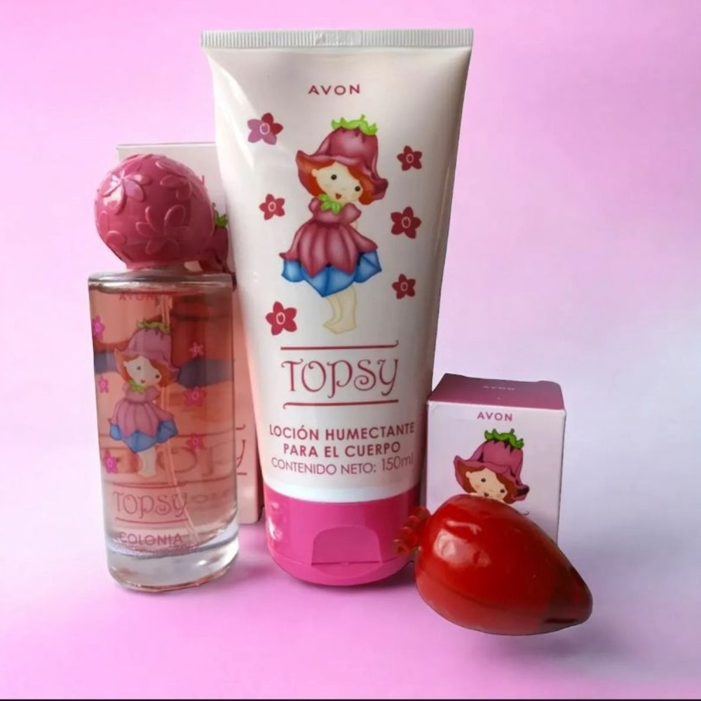 Avon Topsy Cologne Spray For Girls, Lotion and Lip Balm, 3 Items Included.